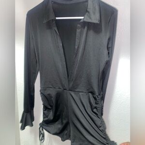 Deep Cut Long Sleeve Romper